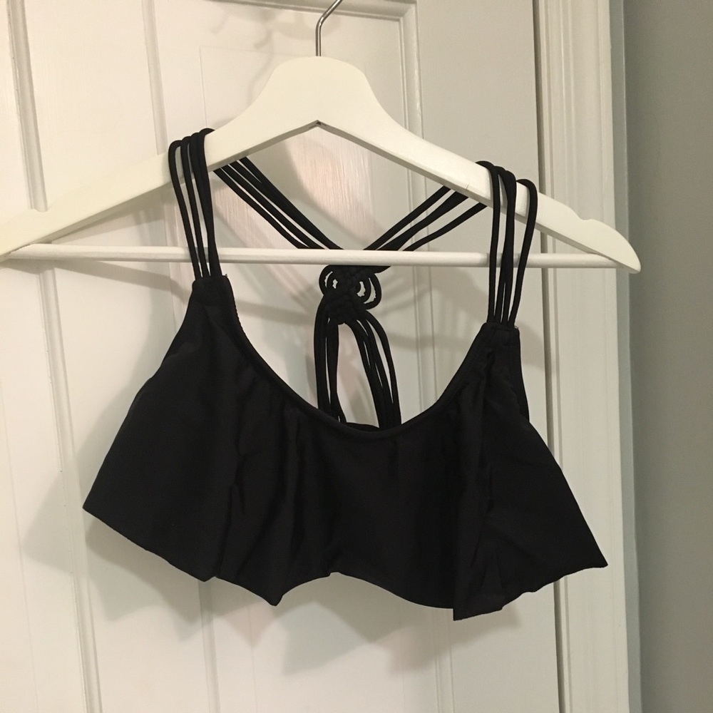 Black ruffle bikini top